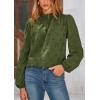 imagePRETTYGARDEN Tops for Women Trendy 2025 Spring Long Sleeve Blouses Dressy Casual Embroidered Eyelet Going Out ShirtsArmy Green