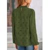 imagePRETTYGARDEN Tops for Women Trendy 2025 Spring Long Sleeve Blouses Dressy Casual Embroidered Eyelet Going Out ShirtsArmy Green