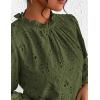 imagePRETTYGARDEN Tops for Women Trendy 2025 Spring Long Sleeve Blouses Dressy Casual Embroidered Eyelet Going Out ShirtsArmy Green