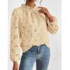imagePRETTYGARDEN Tops for Women Trendy 2025 Spring Long Sleeve Blouses Dressy Casual Embroidered Eyelet Going Out ShirtsBeige Yellow