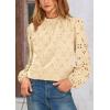 imagePRETTYGARDEN Tops for Women Trendy 2025 Spring Long Sleeve Blouses Dressy Casual Embroidered Eyelet Going Out ShirtsBeige Yellow