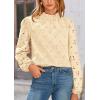 imagePRETTYGARDEN Tops for Women Trendy 2025 Spring Long Sleeve Blouses Dressy Casual Embroidered Eyelet Going Out ShirtsBeige Yellow