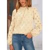 imagePRETTYGARDEN Tops for Women Trendy 2025 Spring Long Sleeve Blouses Dressy Casual Embroidered Eyelet Going Out ShirtsBeige Yellow