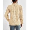 imagePRETTYGARDEN Tops for Women Trendy 2025 Spring Long Sleeve Blouses Dressy Casual Embroidered Eyelet Going Out ShirtsBeige Yellow
