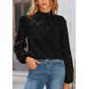 imagePRETTYGARDEN Tops for Women Trendy 2025 Spring Long Sleeve Blouses Dressy Casual Embroidered Eyelet Going Out ShirtsBlack