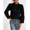 imagePRETTYGARDEN Tops for Women Trendy 2025 Spring Long Sleeve Blouses Dressy Casual Embroidered Eyelet Going Out ShirtsBlack
