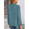 imagePRETTYGARDEN Tops for Women Trendy 2025 Spring Long Sleeve Blouses Dressy Casual Embroidered Eyelet Going Out ShirtsBlue Grey