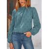 imagePRETTYGARDEN Tops for Women Trendy 2025 Spring Long Sleeve Blouses Dressy Casual Embroidered Eyelet Going Out ShirtsBlue Grey