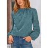 imagePRETTYGARDEN Tops for Women Trendy 2025 Spring Long Sleeve Blouses Dressy Casual Embroidered Eyelet Going Out ShirtsBlue Grey