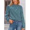 imagePRETTYGARDEN Tops for Women Trendy 2025 Spring Long Sleeve Blouses Dressy Casual Embroidered Eyelet Going Out ShirtsBlue Grey
