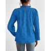 imagePRETTYGARDEN Tops for Women Trendy 2025 Spring Long Sleeve Blouses Dressy Casual Embroidered Eyelet Going Out ShirtsBrilliant Blue
