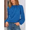 imagePRETTYGARDEN Tops for Women Trendy 2025 Spring Long Sleeve Blouses Dressy Casual Embroidered Eyelet Going Out ShirtsBrilliant Blue