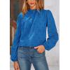 imagePRETTYGARDEN Tops for Women Trendy 2025 Spring Long Sleeve Blouses Dressy Casual Embroidered Eyelet Going Out ShirtsBrilliant Blue