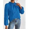 imagePRETTYGARDEN Tops for Women Trendy 2025 Spring Long Sleeve Blouses Dressy Casual Embroidered Eyelet Going Out ShirtsBrilliant Blue
