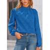 imagePRETTYGARDEN Tops for Women Trendy 2025 Spring Long Sleeve Blouses Dressy Casual Embroidered Eyelet Going Out ShirtsBrilliant Blue