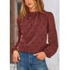 imagePRETTYGARDEN Tops for Women Trendy 2025 Spring Long Sleeve Blouses Dressy Casual Embroidered Eyelet Going Out ShirtsBrown Red