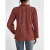 imagePRETTYGARDEN Tops for Women Trendy 2025 Spring Long Sleeve Blouses Dressy Casual Embroidered Eyelet Going Out ShirtsBrown Red