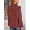 imagePRETTYGARDEN Tops for Women Trendy 2025 Spring Long Sleeve Blouses Dressy Casual Embroidered Eyelet Going Out ShirtsBrown Red