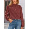 imagePRETTYGARDEN Tops for Women Trendy 2025 Spring Long Sleeve Blouses Dressy Casual Embroidered Eyelet Going Out ShirtsBrown Red