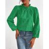 imagePRETTYGARDEN Tops for Women Trendy 2025 Spring Long Sleeve Blouses Dressy Casual Embroidered Eyelet Going Out ShirtsGreen