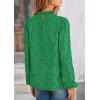 imagePRETTYGARDEN Tops for Women Trendy 2025 Spring Long Sleeve Blouses Dressy Casual Embroidered Eyelet Going Out ShirtsGreen