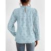 imagePRETTYGARDEN Tops for Women Trendy 2025 Spring Long Sleeve Blouses Dressy Casual Embroidered Eyelet Going Out ShirtsLight Blue