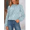 imagePRETTYGARDEN Tops for Women Trendy 2025 Spring Long Sleeve Blouses Dressy Casual Embroidered Eyelet Going Out ShirtsLight Blue