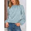 imagePRETTYGARDEN Tops for Women Trendy 2025 Spring Long Sleeve Blouses Dressy Casual Embroidered Eyelet Going Out ShirtsLight Blue