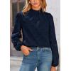 imagePRETTYGARDEN Tops for Women Trendy 2025 Spring Long Sleeve Blouses Dressy Casual Embroidered Eyelet Going Out ShirtsNavy