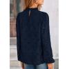 imagePRETTYGARDEN Tops for Women Trendy 2025 Spring Long Sleeve Blouses Dressy Casual Embroidered Eyelet Going Out ShirtsNavy