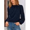 imagePRETTYGARDEN Tops for Women Trendy 2025 Spring Long Sleeve Blouses Dressy Casual Embroidered Eyelet Going Out ShirtsNavy