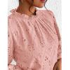 imagePRETTYGARDEN Tops for Women Trendy 2025 Spring Long Sleeve Blouses Dressy Casual Embroidered Eyelet Going Out ShirtsPink
