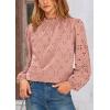 imagePRETTYGARDEN Tops for Women Trendy 2025 Spring Long Sleeve Blouses Dressy Casual Embroidered Eyelet Going Out ShirtsPink