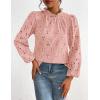 imagePRETTYGARDEN Tops for Women Trendy 2025 Spring Long Sleeve Blouses Dressy Casual Embroidered Eyelet Going Out ShirtsPink