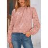 imagePRETTYGARDEN Tops for Women Trendy 2025 Spring Long Sleeve Blouses Dressy Casual Embroidered Eyelet Going Out ShirtsPink