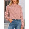 imagePRETTYGARDEN Tops for Women Trendy 2025 Spring Long Sleeve Blouses Dressy Casual Embroidered Eyelet Going Out ShirtsPink