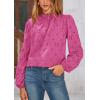 imagePRETTYGARDEN Tops for Women Trendy 2025 Spring Long Sleeve Blouses Dressy Casual Embroidered Eyelet Going Out ShirtsRose Red
