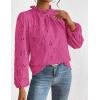 imagePRETTYGARDEN Tops for Women Trendy 2025 Spring Long Sleeve Blouses Dressy Casual Embroidered Eyelet Going Out ShirtsRose Red
