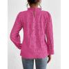 imagePRETTYGARDEN Tops for Women Trendy 2025 Spring Long Sleeve Blouses Dressy Casual Embroidered Eyelet Going Out ShirtsRose Red