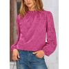 imagePRETTYGARDEN Tops for Women Trendy 2025 Spring Long Sleeve Blouses Dressy Casual Embroidered Eyelet Going Out ShirtsRose Red