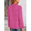 imagePRETTYGARDEN Tops for Women Trendy 2025 Spring Long Sleeve Blouses Dressy Casual Embroidered Eyelet Going Out ShirtsRose Red