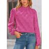 imagePRETTYGARDEN Tops for Women Trendy 2025 Spring Long Sleeve Blouses Dressy Casual Embroidered Eyelet Going Out ShirtsRose Red