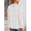 imagePRETTYGARDEN Tops for Women Trendy 2025 Spring Long Sleeve Blouses Dressy Casual Embroidered Eyelet Going Out ShirtsWhite