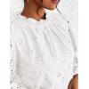 imagePRETTYGARDEN Tops for Women Trendy 2025 Spring Long Sleeve Blouses Dressy Casual Embroidered Eyelet Going Out ShirtsWhite