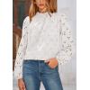 imagePRETTYGARDEN Tops for Women Trendy 2025 Spring Long Sleeve Blouses Dressy Casual Embroidered Eyelet Going Out ShirtsWhite