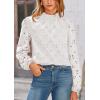 imagePRETTYGARDEN Tops for Women Trendy 2025 Spring Long Sleeve Blouses Dressy Casual Embroidered Eyelet Going Out ShirtsWhite