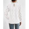 imagePRETTYGARDEN Tops for Women Trendy 2025 Spring Long Sleeve Blouses Dressy Casual Embroidered Eyelet Going Out ShirtsWhite