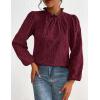 imagePRETTYGARDEN Tops for Women Trendy 2025 Spring Long Sleeve Blouses Dressy Casual Embroidered Eyelet Going Out ShirtsWine Red