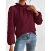 imagePRETTYGARDEN Tops for Women Trendy 2025 Spring Long Sleeve Blouses Dressy Casual Embroidered Eyelet Going Out ShirtsWine Red