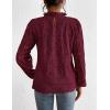 imagePRETTYGARDEN Tops for Women Trendy 2025 Spring Long Sleeve Blouses Dressy Casual Embroidered Eyelet Going Out ShirtsWine Red